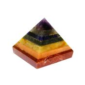 Gemstone Pyramid made in layers of stone in Chakra coloures.   SP15321POL