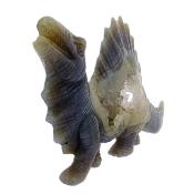 Spinosaurus Dinosaur Sculpture Carved  From A Blue Agate With Quartz Geode.   SP16603SLF