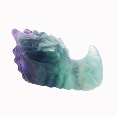 Dragon's Head Carving In Purple/ Green Fluorite.   SP17108POL