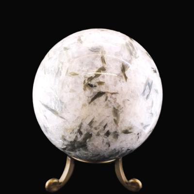 Gemstone Sphere In Green Moonstone With Feldspar.   SP17383POL