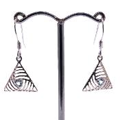 925 Silver Pendant Earrings Featuring  Round Facetted Cabochon Stones In Blue Topaz.   SP17898EA