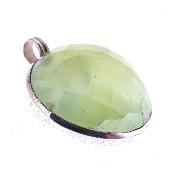 A unique 925 Silver designer piece featuring a faceted round cabochon in Prehnite.   SP2545PEND