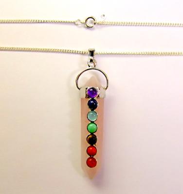 ROSE QUARTZ CHAKRA POINT PENDANT.   SPR12404PEND