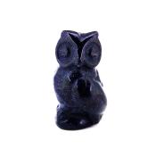 CARVING OF AN OWL IN BLUE GOLD STONE.   SPR14470POL