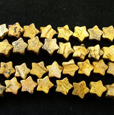 PICTURE JASPER STAR SHAPE BEADS ON A STRING. SPR6066