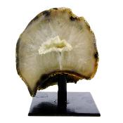 Agate Geode Half With Polished Front Cut Base On Metal Stand.   SP16628POL