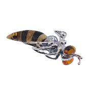 Wasp Pendant In 925 Silver Featuring  Two Colours Of Baltic Amber.   SP17297PEND