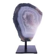 Agate Polished Face Nodule Specimen On Metal Display Stand.   SP17828POL