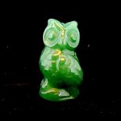 CARVING OF AN OWL IN GREEN AVENTURINE.   SPR14464POL