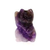 Lucky Chinese Waving Cat Carving in Amethyst.   SPR15157POL