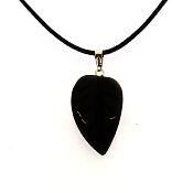 Leaf Style Gemstone Pendant on waxed cord in Black obsidian.   SPR15264