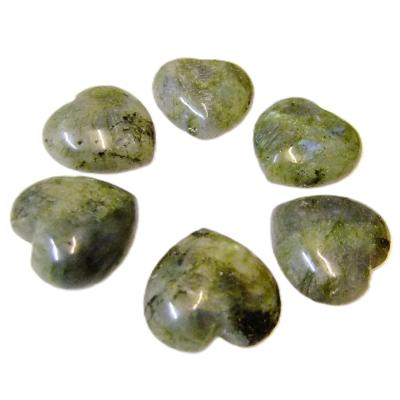 10 Pack Of Pale Labradorite Mini Puff Hearts.   SPR16584POLWH