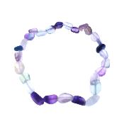 Polished Pebble Elasticated Bracelet In Fluorite.   SPR17425BR