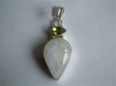 Rose Quartz with Garnet Indian Silver pendant 3-3.5cm. 506