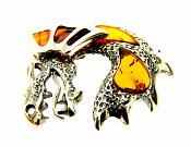 BALTIC AMBER & SILVER DRAGON PENDANT.   SP10484PEND
