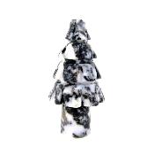 A GEMSTONE CHRISTMAS TREE CARVING IN BLACK & WHITE ZEBRA JASPER.   SP12966POL