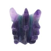Dragon's Head Carving In Purple/ Green Fluorite.   SP17108POL