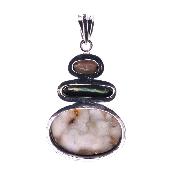 An original one off design pendant featuring an oval, dome polished piece of Orbicular Jasper.   SP17903PEND