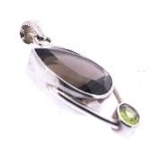 925 Silver Designer Pendant With Smokey Quartz & Peridot.   SP5734PEND