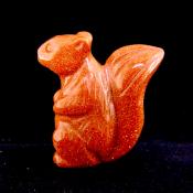 Squirrel carving in Copper Goldstone with Acorn.   SPR15438POL+A