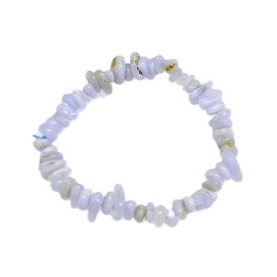 10 PACK Elasticated Blue Lace Agate Crystal Chip Bracelet.   SPR16172WH