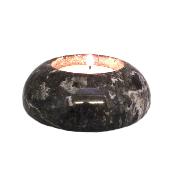 Single Hole Round and  Domed Tea Light Holder In Black Zebra Jasper.   SPR17244POL
