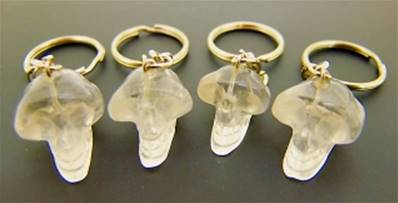 QUARTZ SKULL KEY RINGS. SPR9477POL