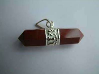Red Jasper Indian Silver Horizontal Hexagonal pendant. 829