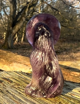 🌔🌙 Moon Gazing Hare 🌔🌙 in Amethyst large 5.5x3.5cm.   SPR14917POL 