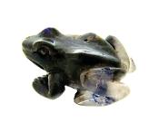 CARVING OF A FROG IN BLUE JOHN.   SP10613POL