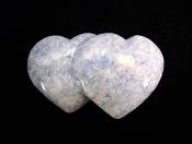 TWIN HEART CARVING IN BLUE CALCITE.   SP12176POL