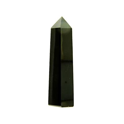 GEMSTONE POLISHED AND FACETED POINT IN BLACK OBSIDIAN.   SP13888POL