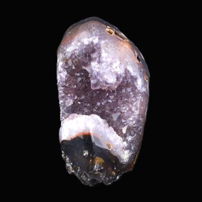 Agate With Amethyst Druze Polished Edge Geode Specimen.   SP17616POL
