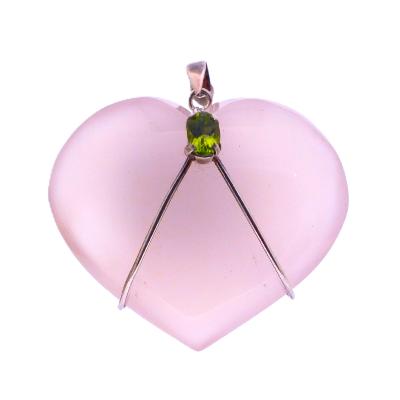 Puff Heart Pendant In Rose Quartz.   SP17864PEND