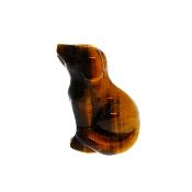 Gemstone Sitting Dog Figure carved in Tigerseye.   SPR15329POL