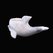 Dolphin Carving Single Hole Tea Light Holder In White/ Grey Marble.   SPR17245POL