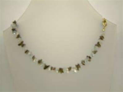 BLUE TOPAZ & SMOKEY QUARTZ GEM CHIP NECKLACE (10 PACK). 18" LONG. 32g. SPR862WH