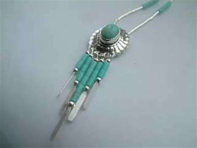 Necklace with Oval Turquoise - 048NZ