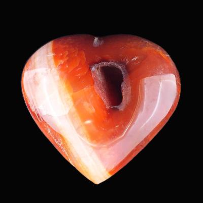 Carnelian Gemstone Polished Geode Heart Carving.   SP17553POL