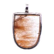 One off 925 Silver designer pendant featuring a large Quartz cabochon with Golden Rutile.   SP251PEND