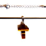CROSS PENDANT IN TIGER'S EYE ON WAXED CORD.   SPR13957PEND