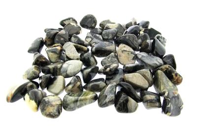 Silver Leaf Jasper Polished Tumble Stones (500g Bag).   SPR15952WHA