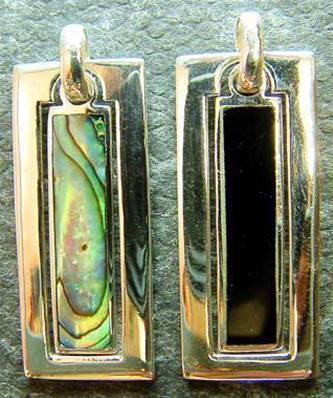 925 SILVER PENDANT FEATURING ABALONE OR BLACK ONYX. P2428