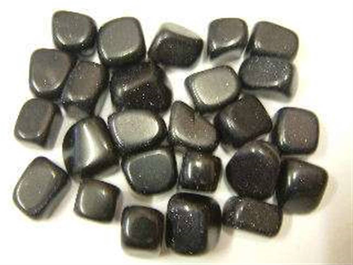 BLUE GOLDSTONE TUMBLE STONE BAG ( MEDIUM) SIZE. 1Kg. POLBUGLST