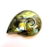 CARVING OF A SNALE SHELL IN LABRADORITE.   SP12827POL