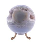 Gemstone Geode Sphere In Natural Coloured Agate with Amethyst Druze Inside.   SP17769POL