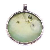 A unique 925 Silver designer piece featuring a faceted round cabochon in Prehnite.   SP2545PEND