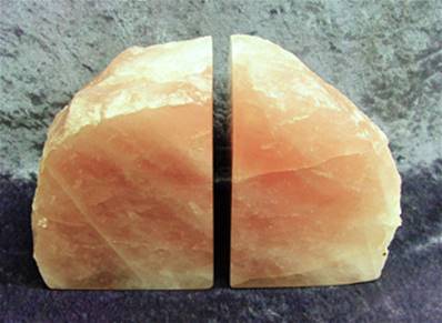 PAIR OF ROSE QUARTZ POLISHED FACE BOOKENDS. SP5188POL