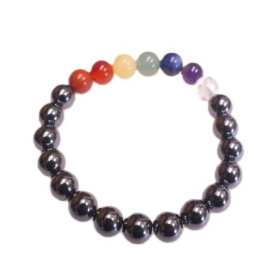 CHAKRA POWER BEAD BRACELET IN HEMATITE.   SPR17424BR