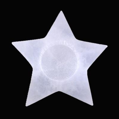 Selenite/ Satin Spar Star Shape Tea Light Holder.   SPR17521